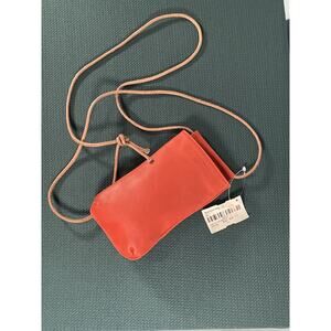 Ateliers Fourès "Circé" Leather Phone Pouch Micro Crossbody Orange Confite NWT